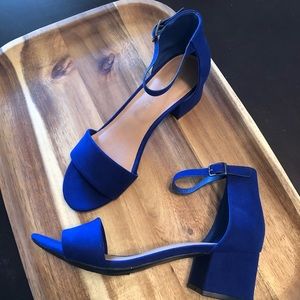 Rampage Mattie Blue Suede Block Heel Size 8 New in Box